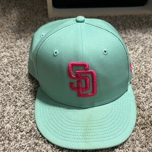 San Diego Padres sea green and pink baseball cap